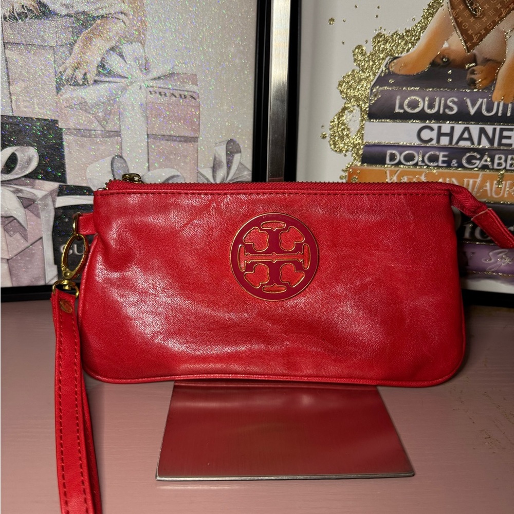Tory Burch Leather Red Wristlet